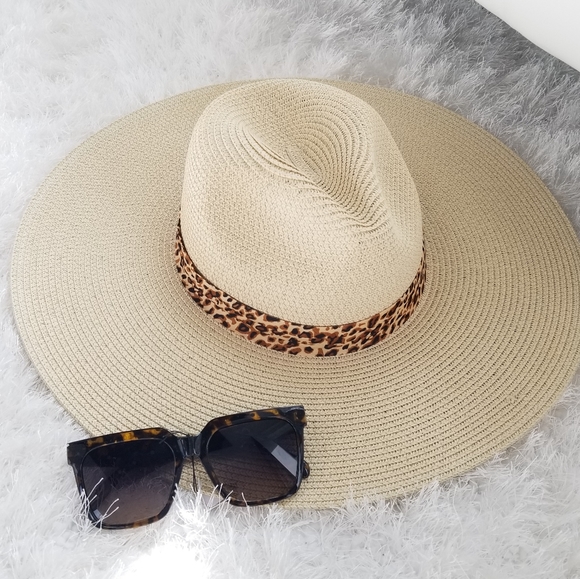 Straw leopard Print Floppy Beach Hat - Picture 5 of 5